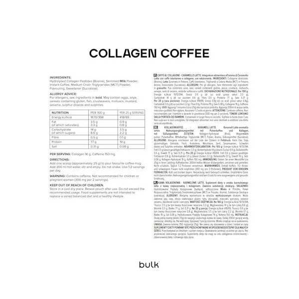 Bulk Café au collagène, Caramel Latte, 500 g, 20 portions