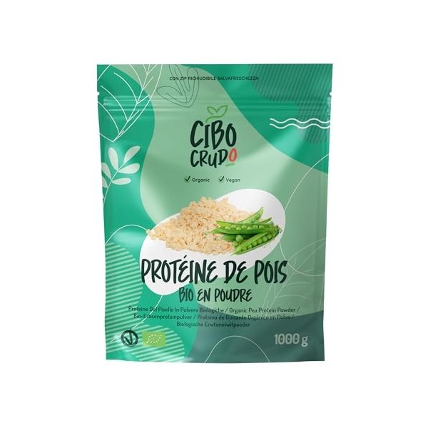 Proteine de Pois Bio en Poudre - 1Kg. Pea Protein Powder dOrigine Vegetale et Vegan. Pur sans Additifs. Compléments alimentai...