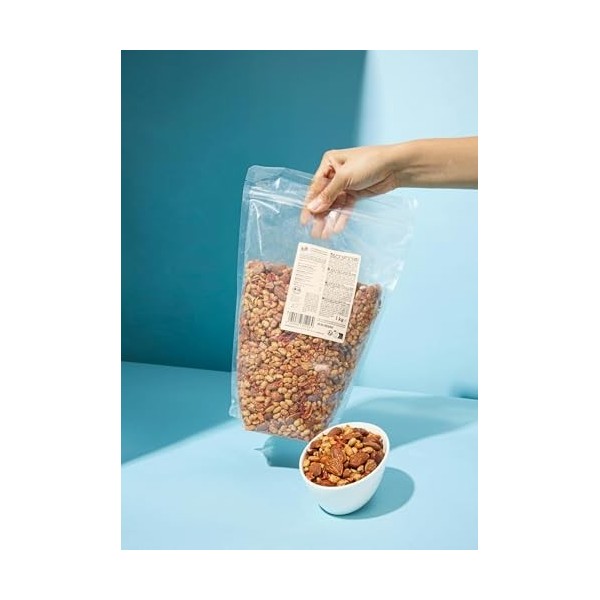 KoRo - Mélange protéiné bio avec flocons de tomates 1 kg - Graines de soja et amandes torréfiées et épicées - Teneur élevée e