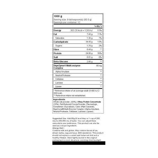 Prozis Oatmeal + Whey - Avoine et whey 1000 g Bonbon