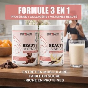 BEAUTY & SHAPE PROTEINE - Entretien Musculaire, Beauté de la Peau & Minceur - Faible teneur en sucre, Riche en Protéines - Co