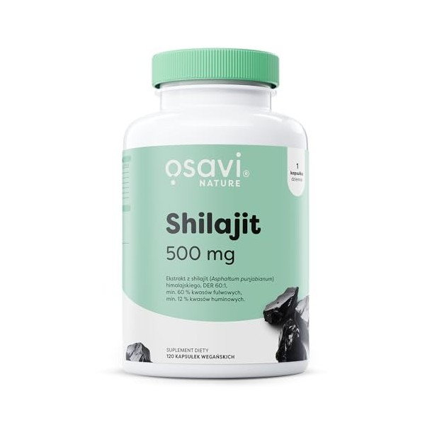 Osavi Shilajit Himalaya - 120 capsules végétaliennes | Résine naturelle Asphaltum punjabianum de lHimalaya | Normalisé aux