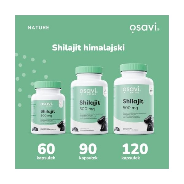 Osavi Shilajit Himalaya - 120 capsules végétaliennes | Résine naturelle Asphaltum punjabianum de lHimalaya | Normalisé aux