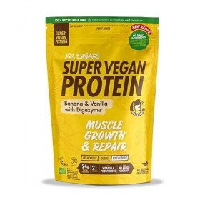 Super Vegan Protein Banane et Vanille avec Digezyme Iswari 875g Compléments alimentaires protéinés