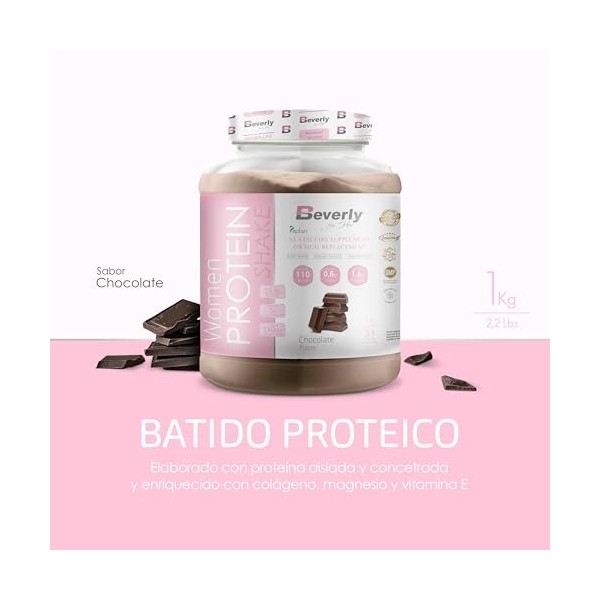 Beverly Women Protein - Protéine de lactosérum spéciale pour femmes avec collagène marin, magnésium et vitamine E - 1 Kg - 24