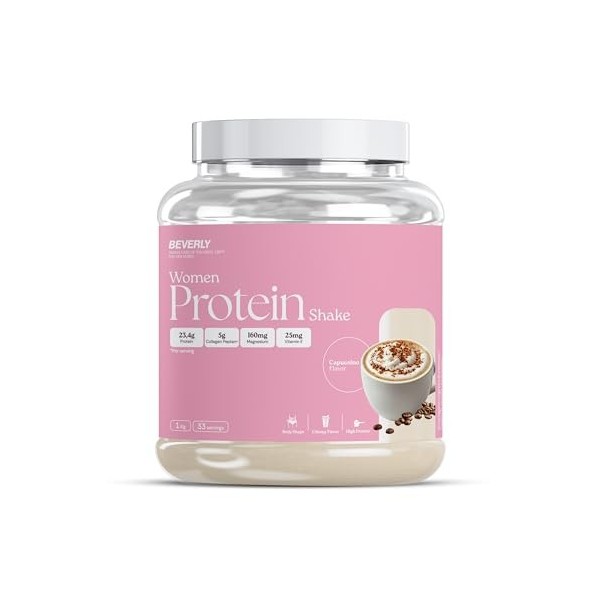 Beverly Women Protein - Protéine de lactosérum spéciale pour femmes avec collagène marin, magnésium et vitamine E - 1 Kg - 24