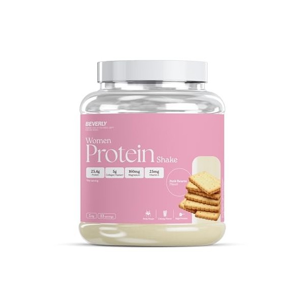 Beverly Women Protein - Protéine de lactosérum spéciale pour femmes avec collagène marin, magnésium et vitamine E - 1 Kg - 24