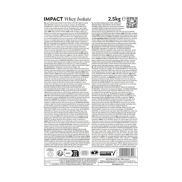 Myprotein MyProtein Impact Whey Isolate - Chocolat lisse - 500 g - 20 portions