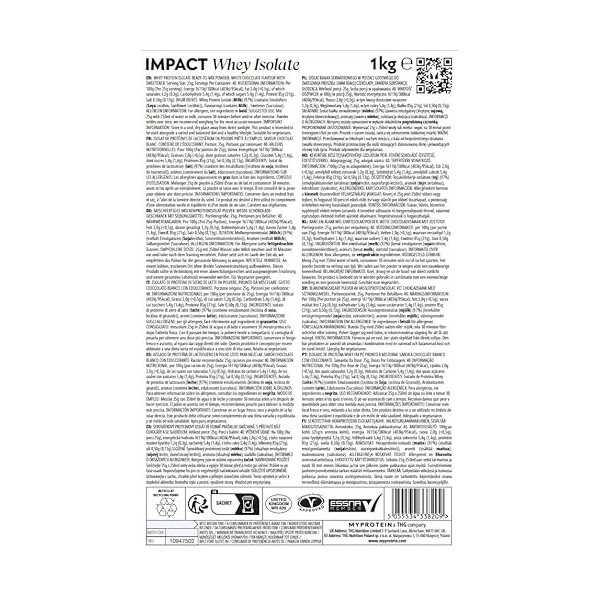 Myprotein MyProtein Impact Whey Isolate - Chocolat Blanc - 500g - 20 Portions