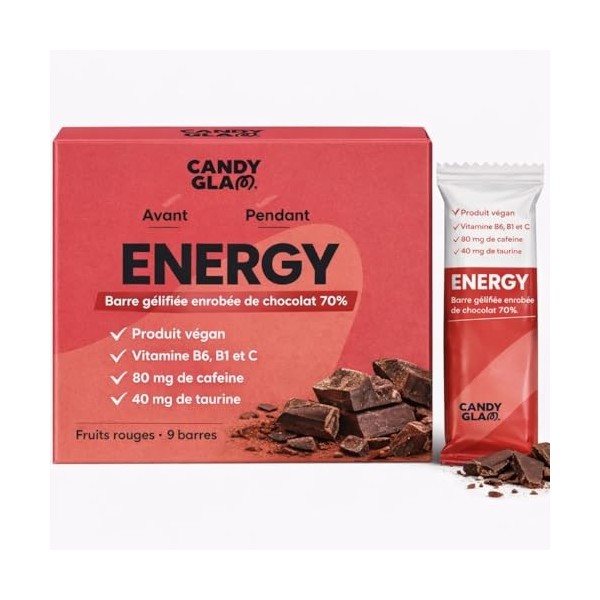Barres Énergétiques Fruits Rouges avec Caféine et Taurine – Vitamines C, B6 et B1 – Barre Énergétique Sport – Chocolat Noir 7