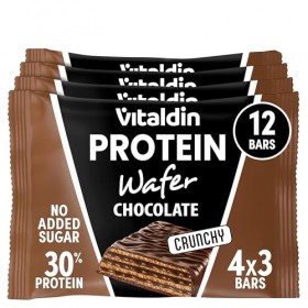 VITALDIN Protein Wafer 30% Goût chocolat | Riche en protéines | Collagène hydrolysé | Réduit en glucides | Sans sucres ajouté