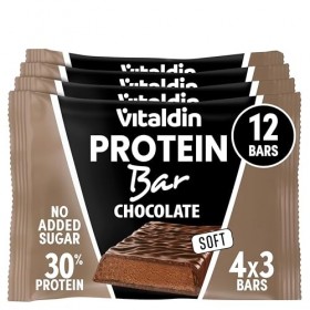 VITALDIN Barre Protéinée Chocolat – 30% Protéines avec Collagène Hydrolysé – Faible en Glucides & Calories – Sans Sucres Ajou...