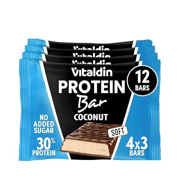 VITALDIN Barre Protéinée Chocolat – 30% Protéines avec Collagène Hydrolysé – Faible en Glucides & Calories – Sans Sucres Ajou...