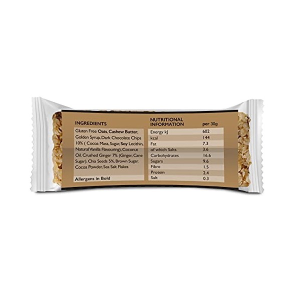 Chia Charge Lot de 18 mini barres énergétiques végétaliennes sans gluten, huile de palme et produits laitiers chocolat noir 