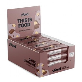 Barre yfood Dark Brownie, barre protéinée à emporter, THIS IS FOOD, 14 g de protéines, 25 vitamines et minéraux 12 x 60 g 