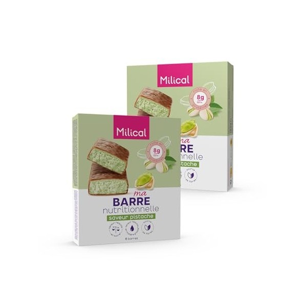 Barre Nutritionnelle | Riche en Protéines et Fibres | Faible en Sucres et Matières Grasses | Laboratoire Milical Lot de 2, P ...