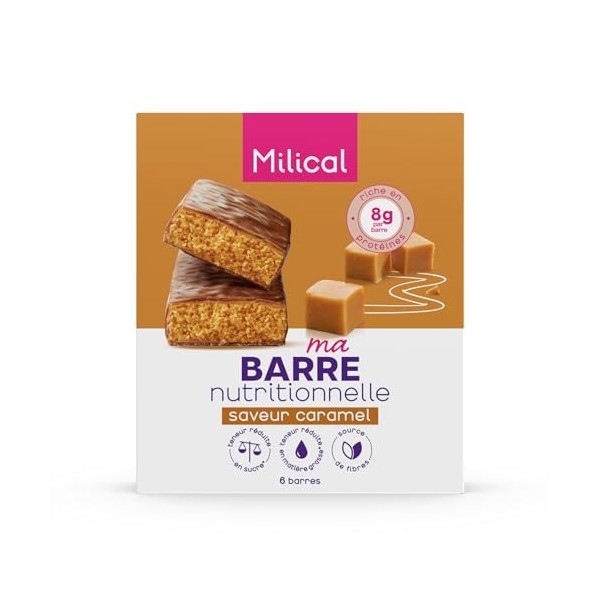 Barre Nutritionnelle | Riche en Protéines et Fibres | Faible en Sucres et Matières Grasses | Laboratoire Milical Lot de 2, P ...