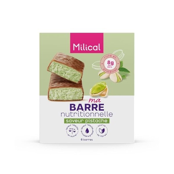 Barre Nutritionnelle | Riche en Protéines et Fibres | Faible en Sucres et Matières Grasses | Laboratoire Milical Lot de 2, P ...