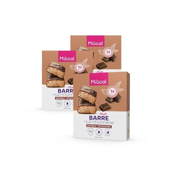 Barre Nutritionnelle | Riche en Protéines et Fibres | Faible en Sucres et Matières Grasses | Laboratoire Milical Lot de 2, P ...