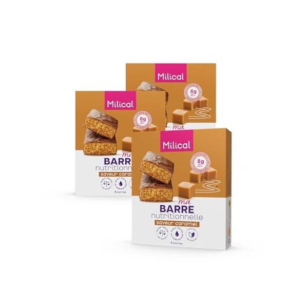 Barre Nutritionnelle | Riche en Protéines et Fibres | Faible en Sucres et Matières Grasses | Laboratoire Milical Lot de 2, P ...
