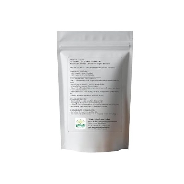 THIMA Ceylon Poudre de citrouille de qualité supérieure, wattakka séchée au soleil, végétalien, sans gluten, sans additifs, 7