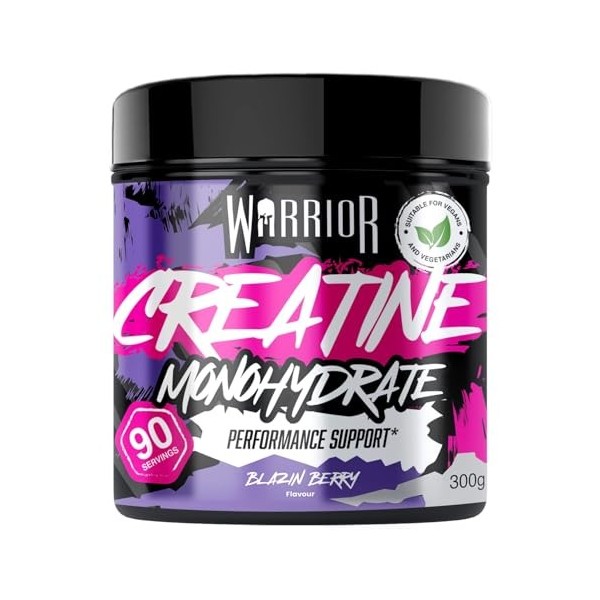 Créatine en poudre monohydrate Warrior 300 g - Nutrition micronisée - Améliore les performances physiques et la récupération 