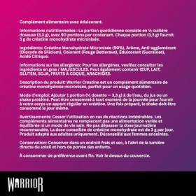 Créatine en poudre monohydrate Warrior 300 g - Nutrition micronisée - Améliore les performances physiques et la récupération 