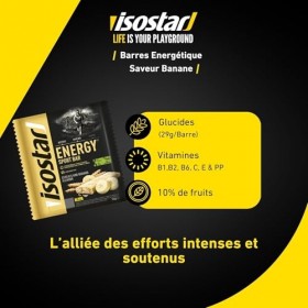 Isostar Barres Énergétiques Banane – Energy Sport Bar Riche en Glucides pour l’Endurance – Apport Énergétique Rapide – Pack 3...
