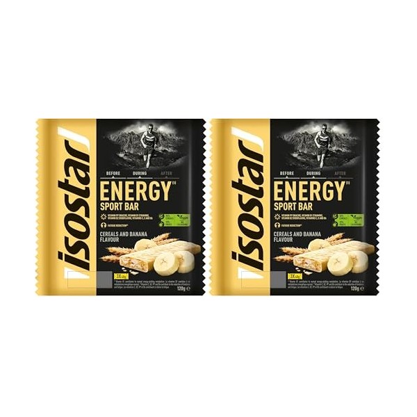 Isostar Barres Énergétiques Banane – Energy Sport Bar Riche en Glucides pour l’Endurance – Apport Énergétique Rapide – Pack 3...