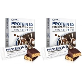 IronMaxx Protein 30 Barre Protéinée - Cookies & Cream 6 x 35g | Barre Proteine Faible en Sucres | Repas Minceur & Snack Sport...