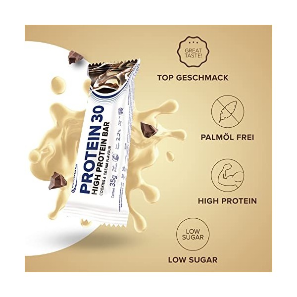 IronMaxx Protein 30 Barre Protéinée - Cookies & Cream 6 x 35g | Barre Proteine Faible en Sucres | Repas Minceur & Snack Sport...