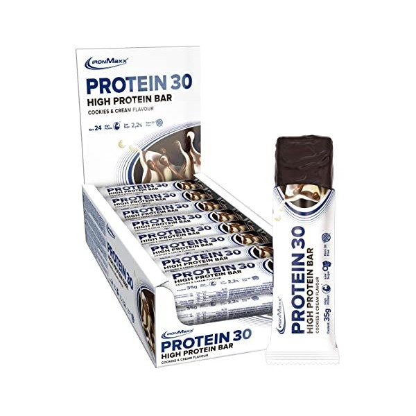 IronMaxx Protein 30 Barre Protéinée - Cookies & Cream 6 x 35g | Barre Proteine Faible en Sucres | Repas Minceur & Snack Sport...