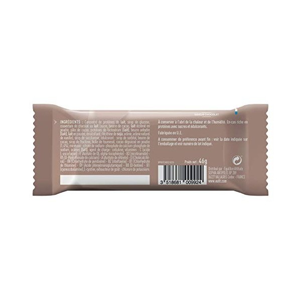 EAFIT La Barre Protéinée - Saveur Chocolat - Enrobée de chocolat au lait - 16g de protéines par barre - 5,5g de MG - faible e...