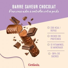 Gerlinéa - Barres Repas Saveur Chocolat - Repas Complet et Rapide - 12 barres soit 6 repas Lot de 3 