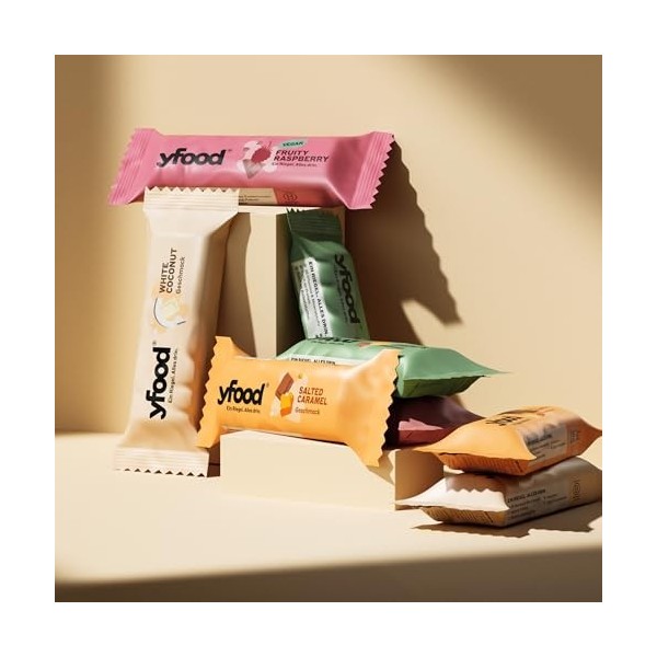 yfood barres, pack decouverte 8 repas, 5 variétés – En-cas complet et sain à emporter, contenant 14 g de protéines, 26 vita