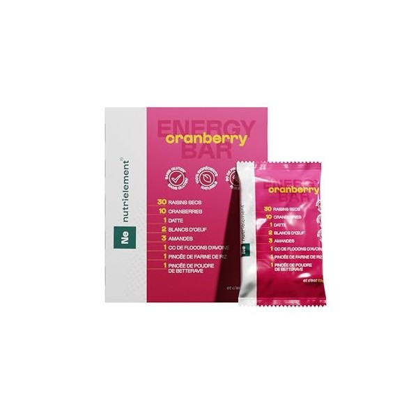 Barres Protéine & Energie - lot de 4 - Cranberry - 8 g de protéines - Source dénergie - Collation Sans gluten - Fabriquée en