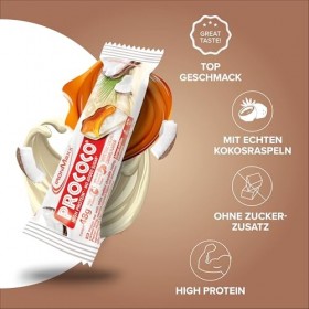 IronMaxx Prococo - White Choc Coconut Caramel 24 x 48 g | Riegel riche en protéines avec pommes de terre | Ohne Zuckerzusatz 