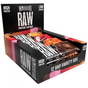 Warrior Raw Protein Flapjacks – 12 barres x 75 g chacune – Contient 20 g de protéines – Faible teneur en sucre, riche en fibr