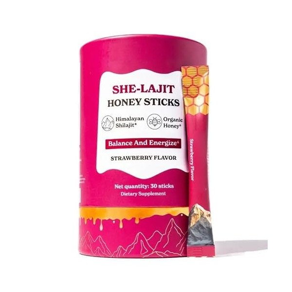 She-Lajit Honey Bars, 30 barres aromatisées à la fraise, pour un plaisir sans effort à tout moment et en tout lieu, offrant u