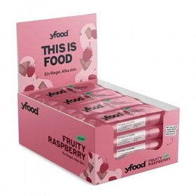 yfood Barre Fruity Raspberry, barre protéinée à emporter, THIS IS FOOD, 13 g de protéines, 25 vitamines et minéraux, 12 x 60 