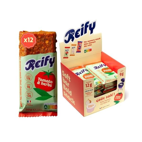 Reify Barre Protéinée Salée 3 Saveurs Découverte – Riche en Fibres 9g, 12g Protéines Végétales, 175kcal Par Barre – Vegan, 