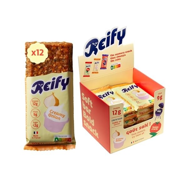 Reify Barre Protéinée Salée 3 Saveurs Découverte – Riche en Fibres 9g, 12g Protéines Végétales, 175kcal Par Barre – Vegan, 