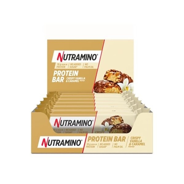Nutramino | Boîte Protein Bar 12x55g | Barres protéinées | Boîte de 12 Protein Bar - Chocolate Caramel Peanut Barres nutritives