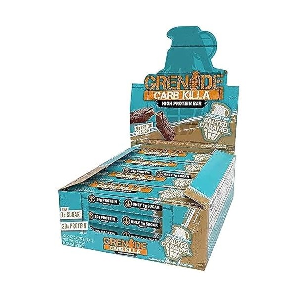 Grenade Carb Killa Barre protéinée - Caramel salé, 12
