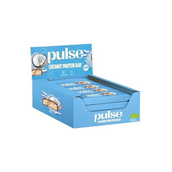 Pulse Protein – Barres Protéinées Vegan Bio – Pack de 12 x 55g – Protéiné, Sans Lactose, Sans Gluten, Source de Fibres – Snac...