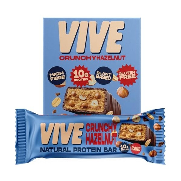 Vive Natural Vegan High Protein Bar - High Protein, 100% Natural Hazelnut, x12 