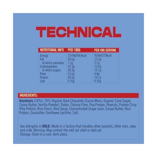 Vive Natural Vegan High Protein Bar - High Protein, 100% Natural Hazelnut, x12 