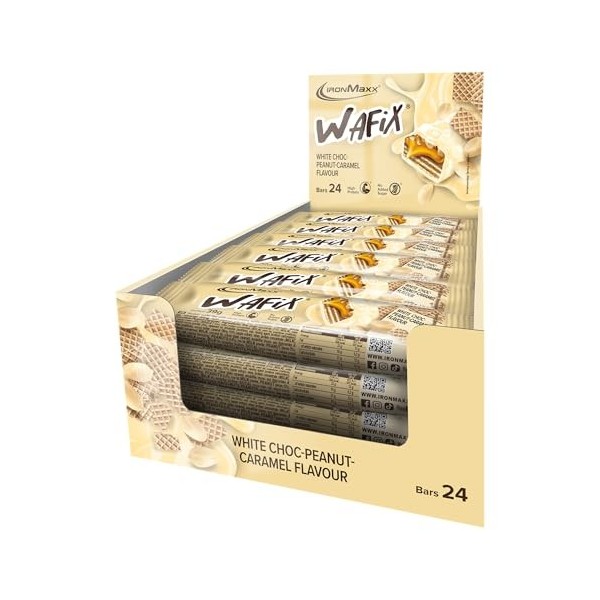 IronMaxx Wafix - Peanut Caramel 24 x 39 g | Gaufres à haute teneur en protéines avec aliments | Zuckerreduziert & knusprig | ...