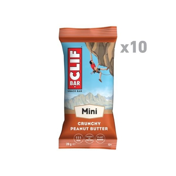 CLIF BAR Minis | Barre de Protéine | Crunchy Peanut Butter | Protéines Végétales | 10 x 28 g Barres nutritives