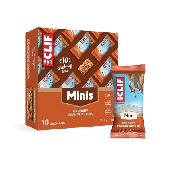 CLIF BAR Minis | Barre de Protéine | Crunchy Peanut Butter | Protéines Végétales | 10 x 28 g Barres nutritives